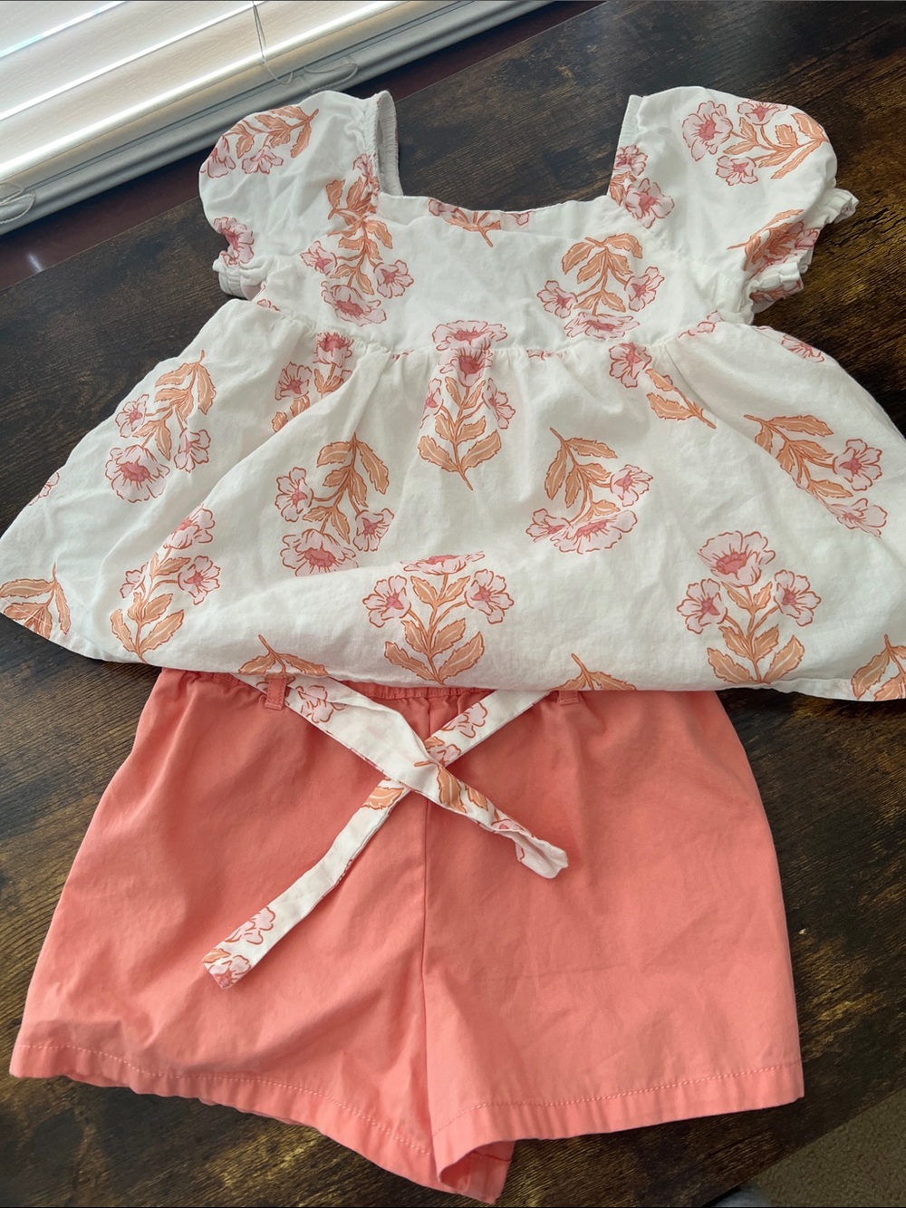 Tommy Bahama Girls White Floral Top & Coral Shorts Set